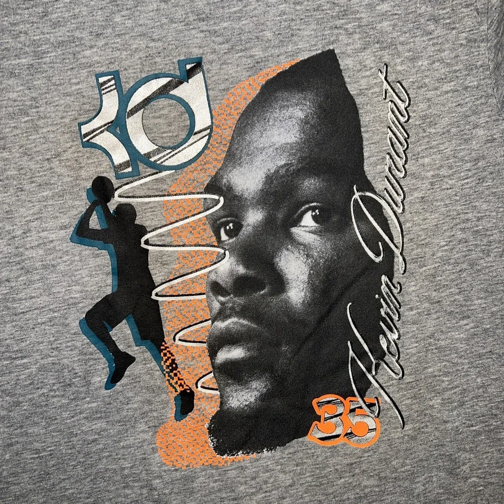 The Nike Tee‎ Kevin Durant T Shirt Youth Sz M Gray KD Dri Fit #35 Athletic Tee